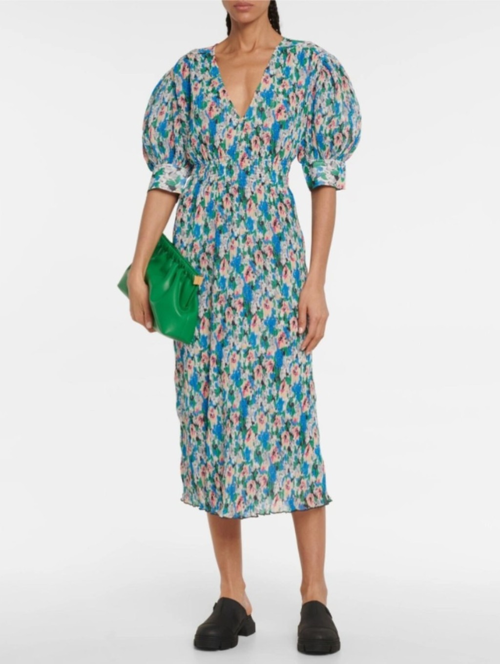 Ganni Pleated Georgette Midi Dress Nwt